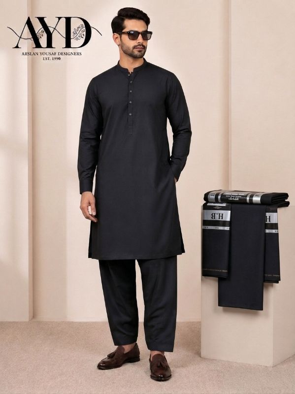 Black Four Season Wash & Wear Suit
