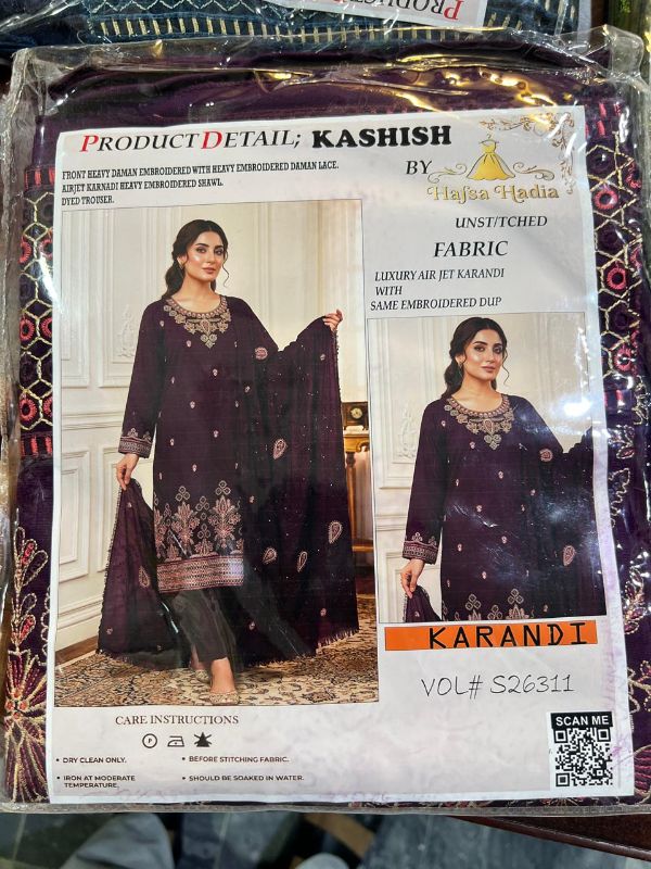 Ladies Linen Unstitched 3 Piece Suit By Kashish